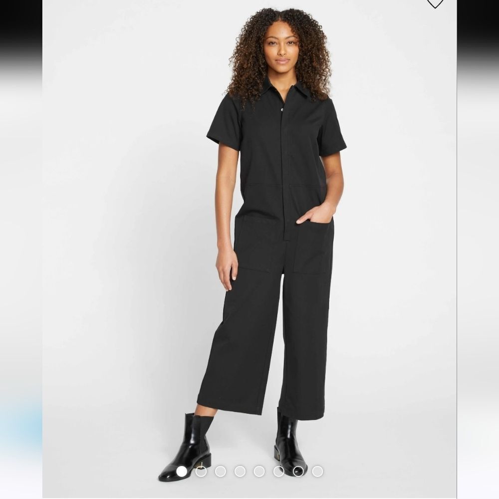 Universal Standard Kate Twill Stretch Cotton Jumpsuit Dark Green Size M